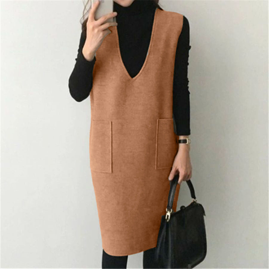 New Mid-length Solid Color Loose-fitting Waistcoat Skirt