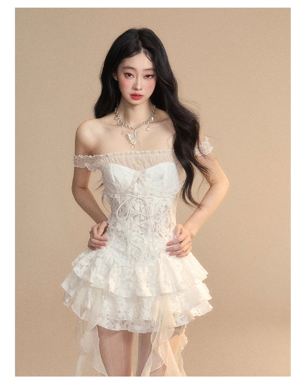 French Lace Dress Women's Spring Waist