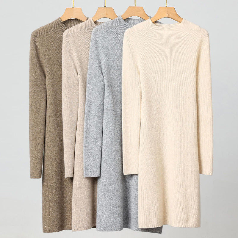 Baby Cashmere Half-high Collar Long Sleeves Slim-fit Commute Simple