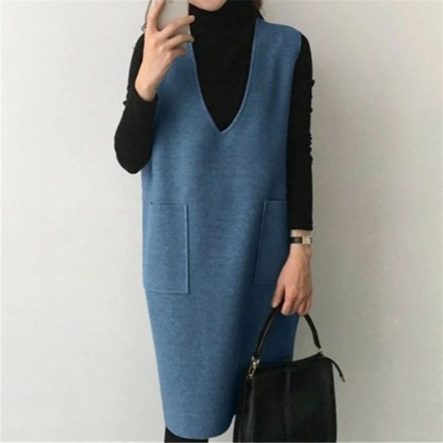 New Mid-length Solid Color Loose-fitting Waistcoat Skirt