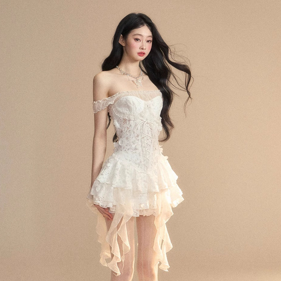 French Lace Dress Women's Spring Waist