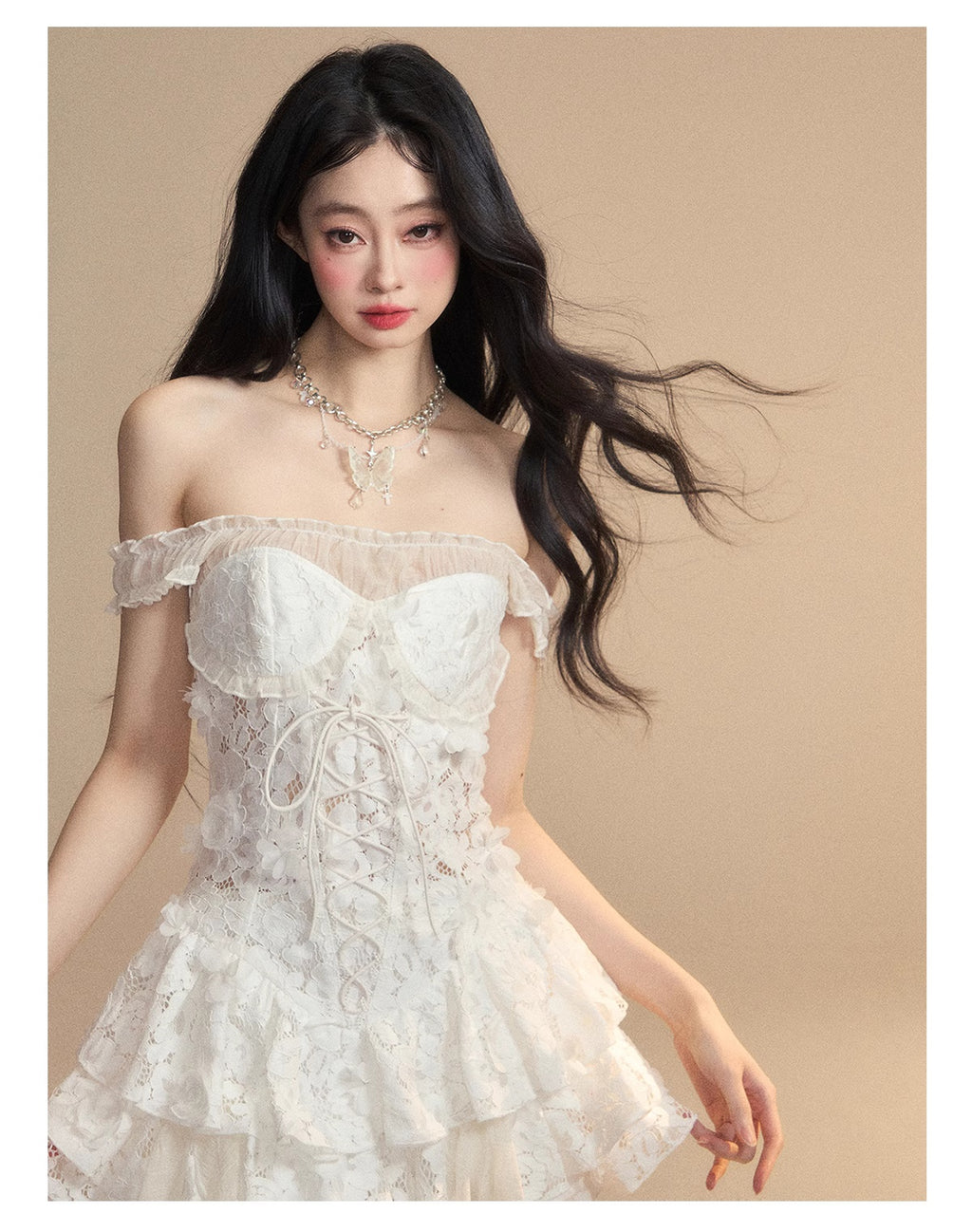 French Lace Dress Women's Spring Waist