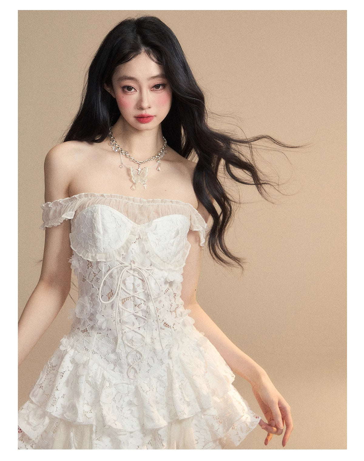 French Lace Dress Women's Spring Waist