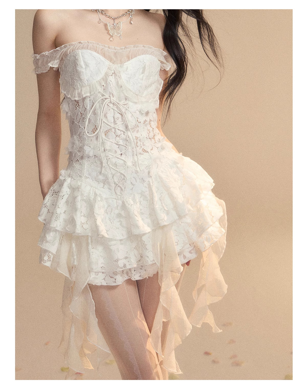 French Lace Dress Women's Spring Waist