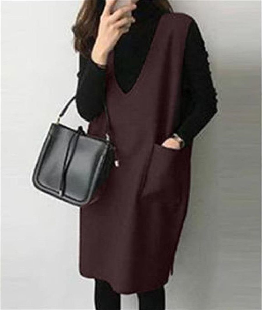 New Mid-length Solid Color Loose-fitting Waistcoat Skirt