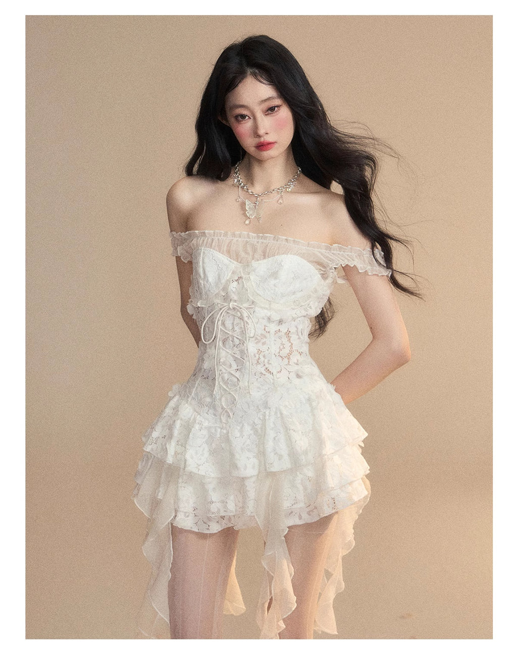 French Lace Dress Women's Spring Waist