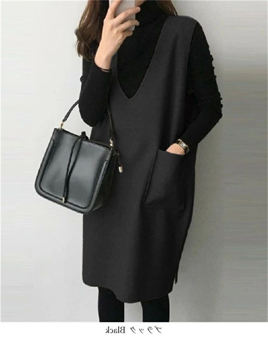 New Mid-length Solid Color Loose-fitting Waistcoat Skirt